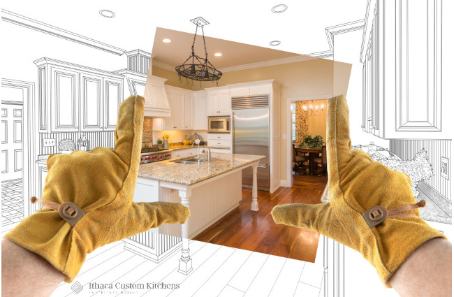 Hands-Framing-Completed-Section-of-Custom-Kitchen-Design-Drawing